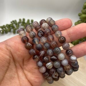 ONE Natural Botswana Agate Beaded Stretch Bracelet - 8mm (0030)